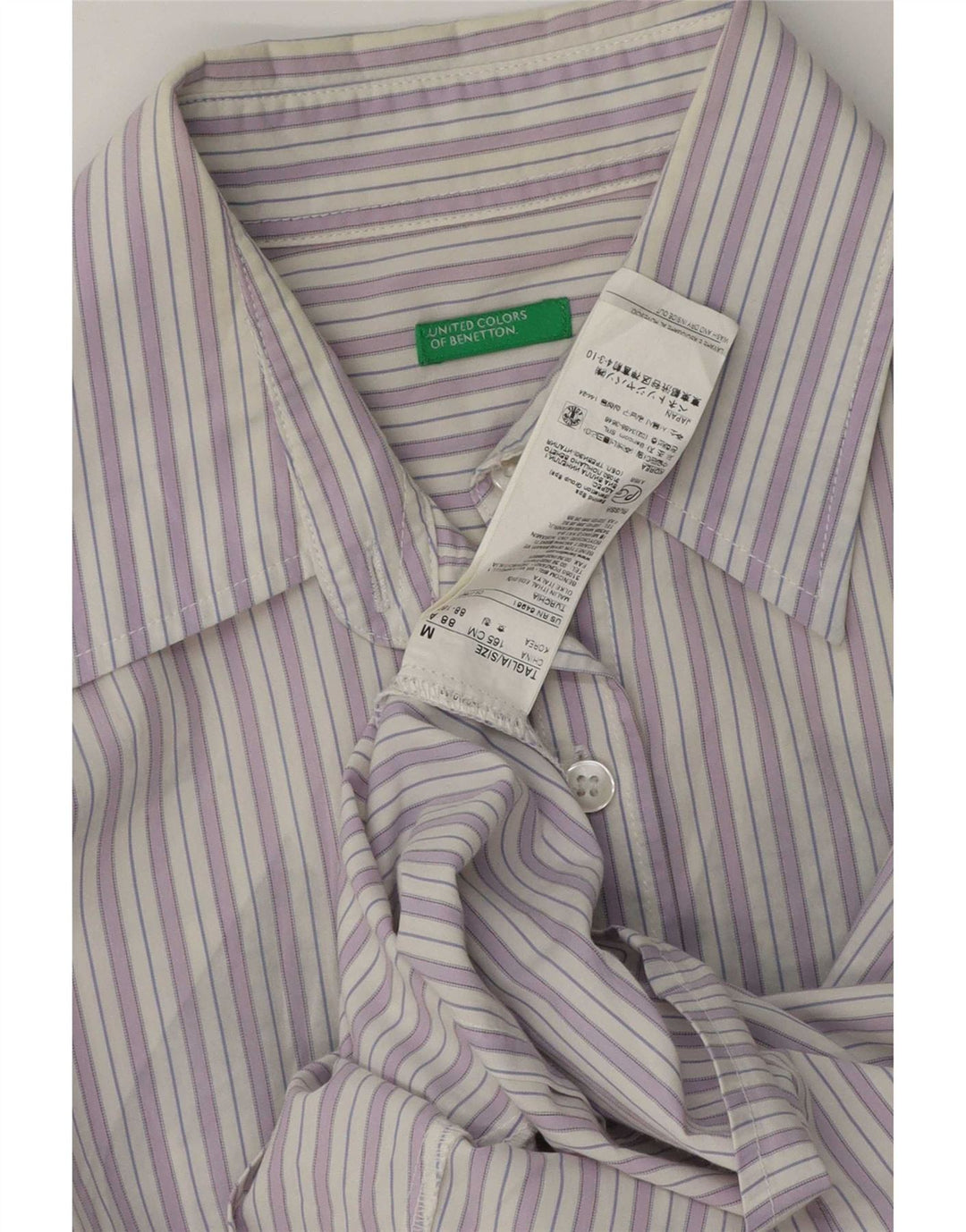Cămașă Benetton pentru femei UK 14, bumbac cu dungi violet mediu