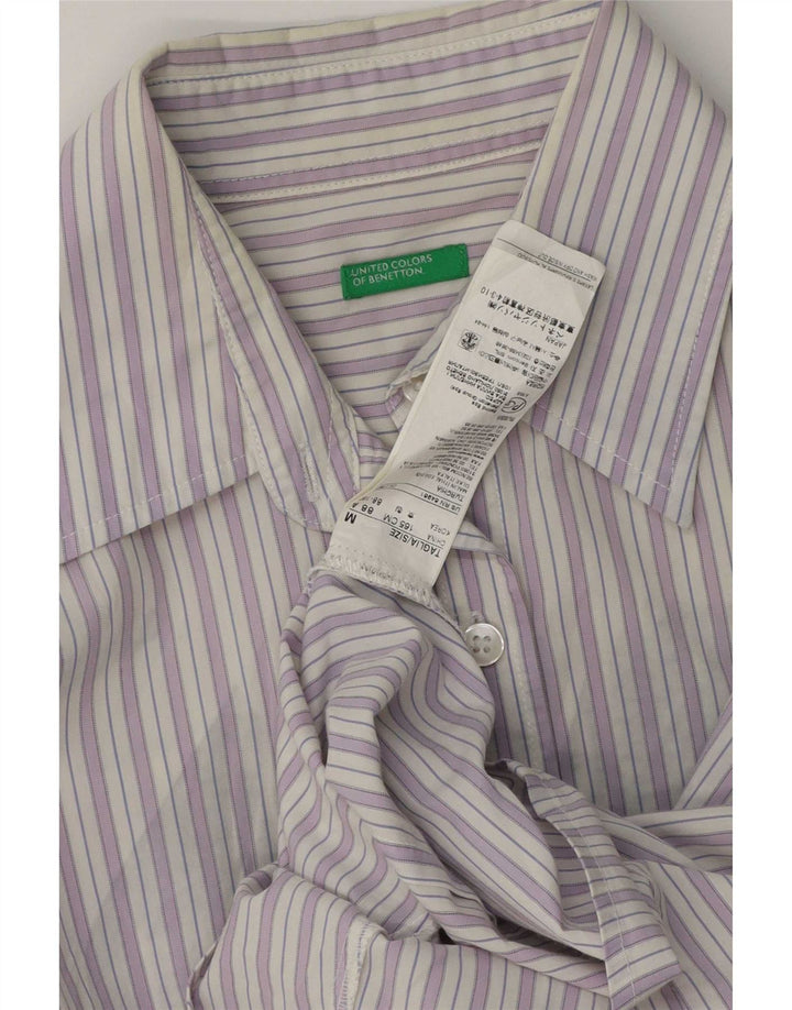 Cămașă Benetton pentru femei UK 14, bumbac cu dungi violet mediu