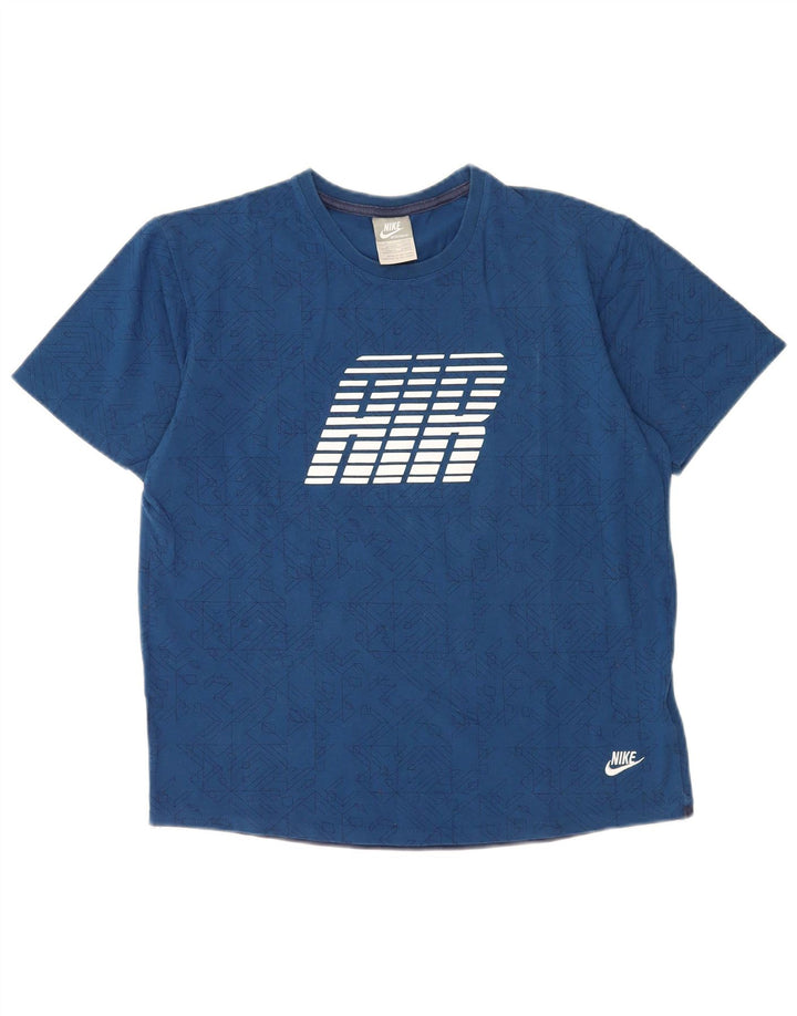 Tricou pentru bărbați Nike Air Graphic Top Medium Blue Geometric Bumbac