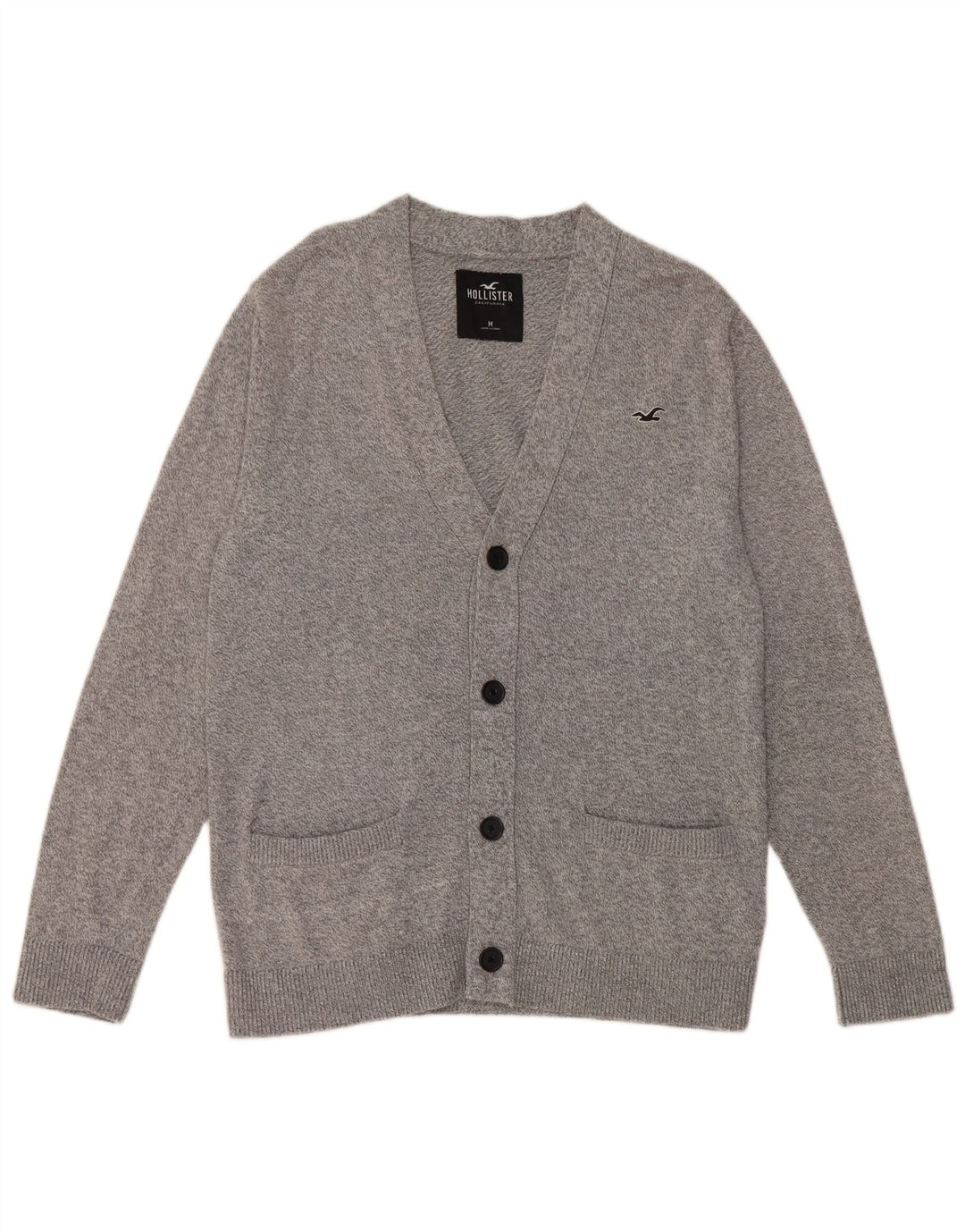 Pulover Hollister cardigan pentru femei, bumbac cu pete gri mediu