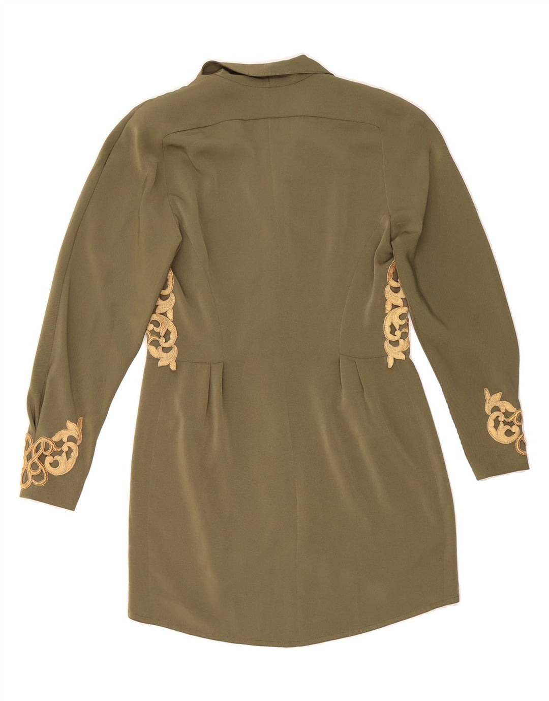 CAPUCINE Womens Longline 3 Button Blazer Jacket IT 44 Medium Khaki Paisley Vintage Capucine and Second-Hand Capucine from Messina Hembry 