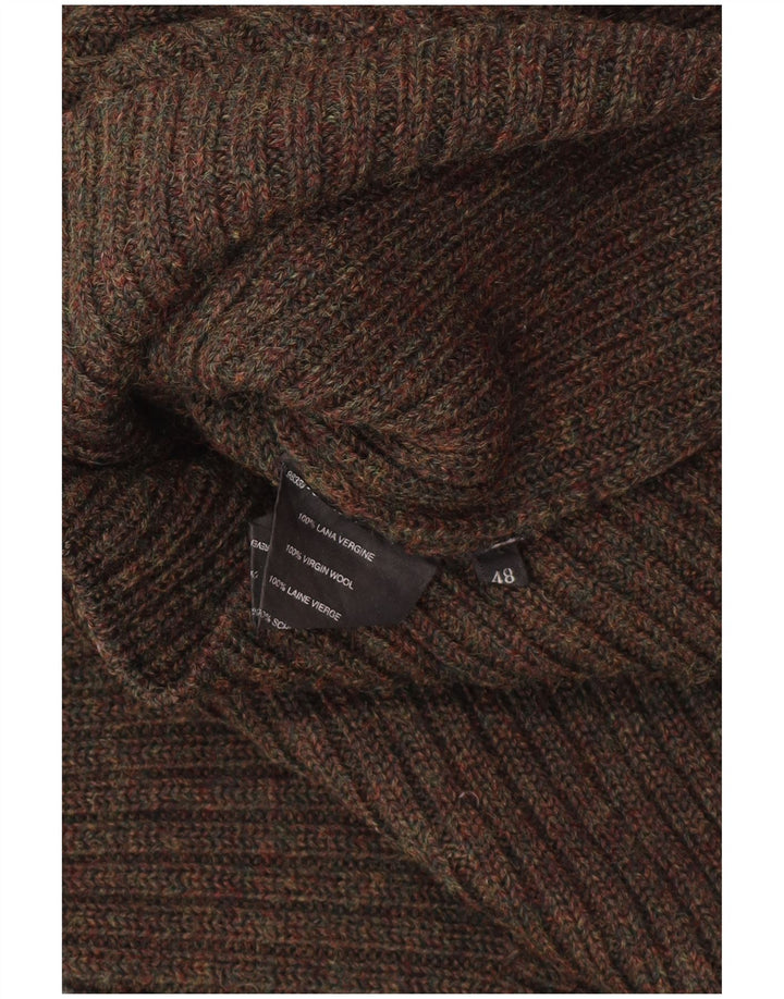 Pulover PRADA pentru damă, cu fermoar și gât, IT 48 XL, lână virgină maro