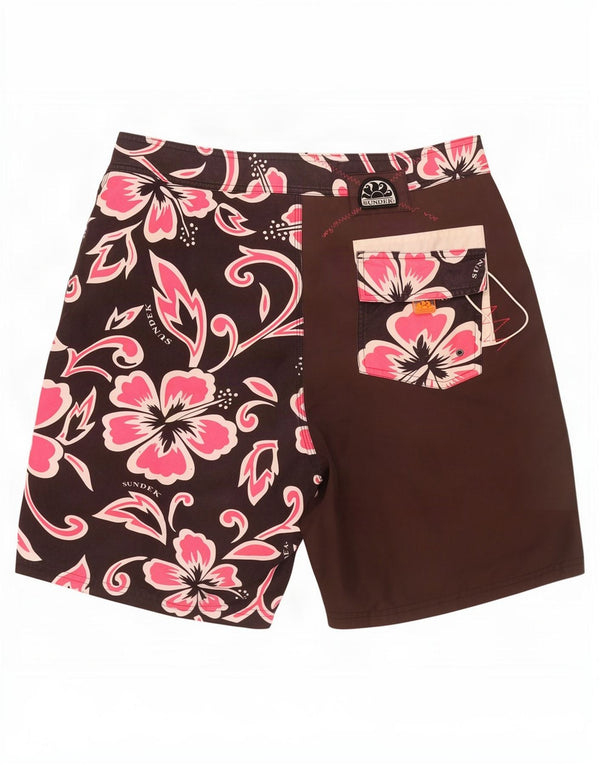 Sundek Pantaloni scurți de înot pentru bărbați Medium W33 Maro Poliester Floral