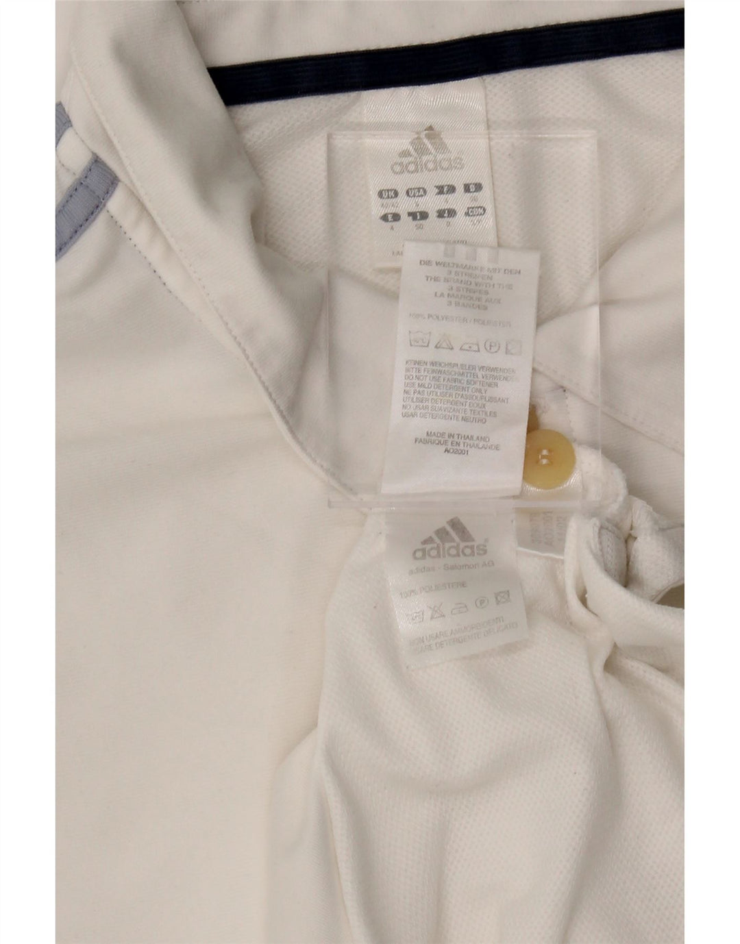 ADIDAS Mens Polo Shirt UK 40/42 Medium White Polyester Vintage Adidas and Second-Hand Adidas from Messina Hembry 