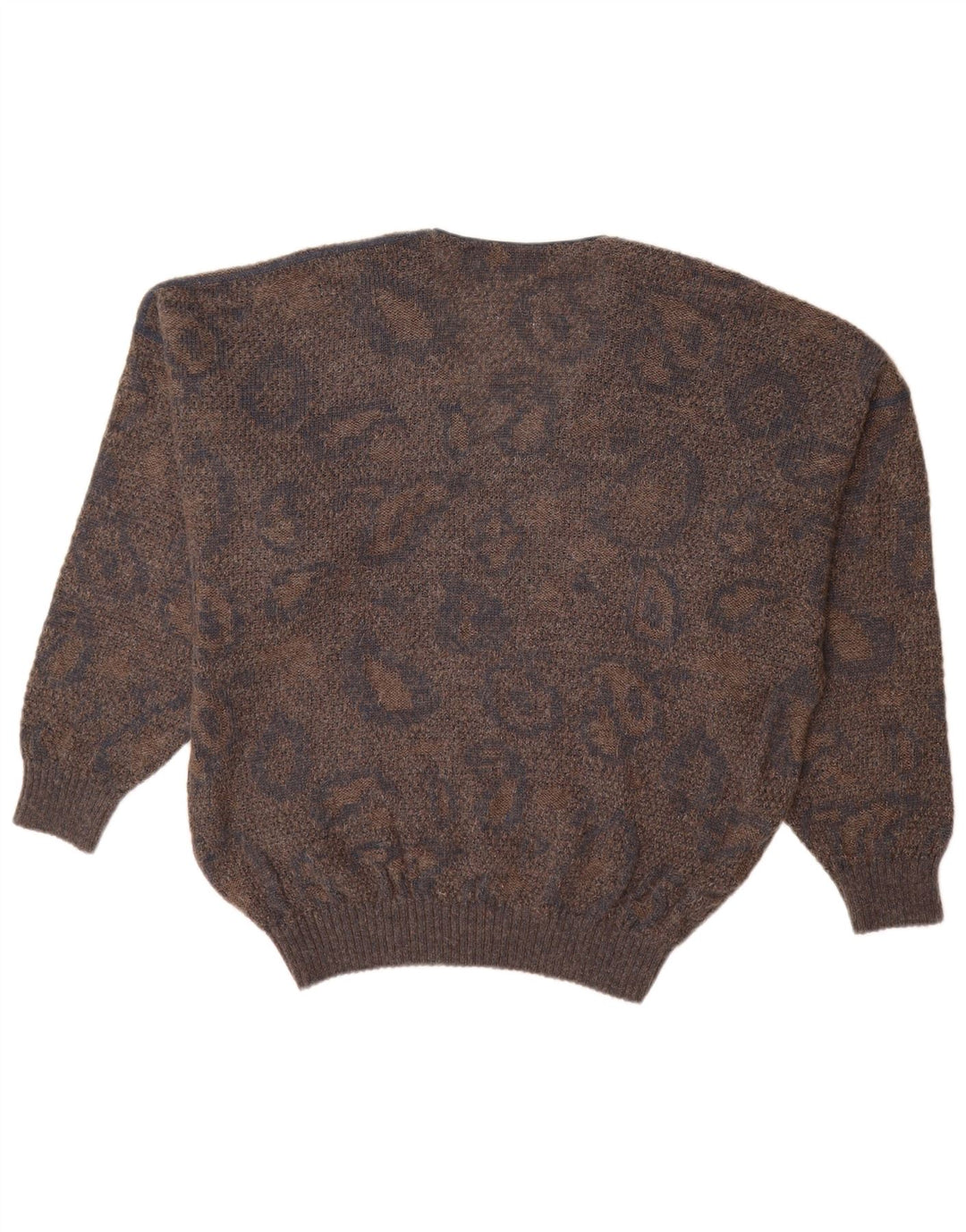 MARCCAIN Pulover cu decolteu în V pentru bărbați XL Lână geometrică maro