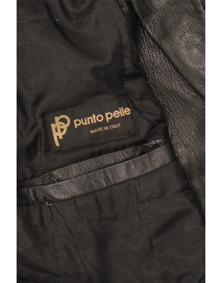 Jachetă de piele vintage pentru femei supradimensionată EU 40, piele medie neagră