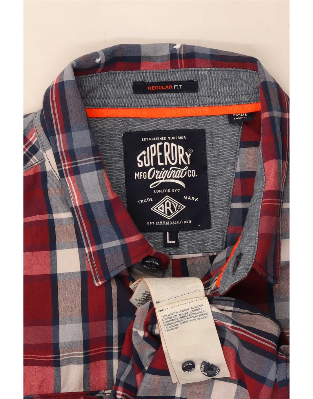 Cămașă Superdry pentru bărbați, cu tăiere obișnuită, mare, roșu, din bumbac