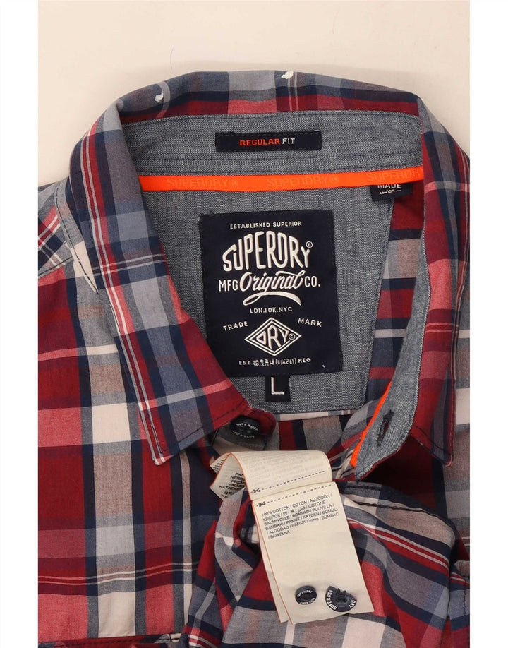 Cămașă Superdry pentru bărbați, cu tăiere obișnuită, mare, roșu, din bumbac