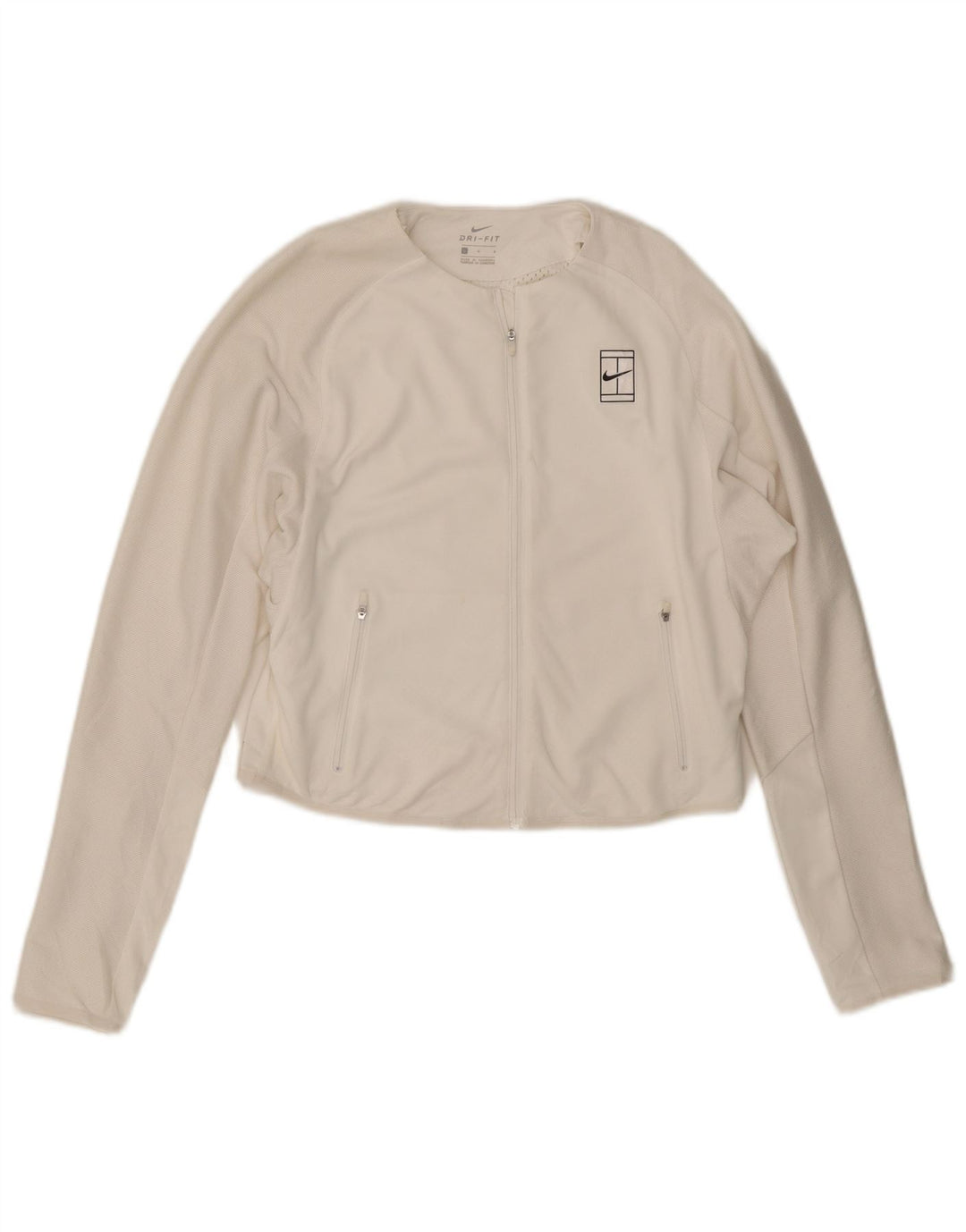 Jachetă de top pentru trening Nike Dri Fit Crop pentru femei UK 16 Poliester alb mare