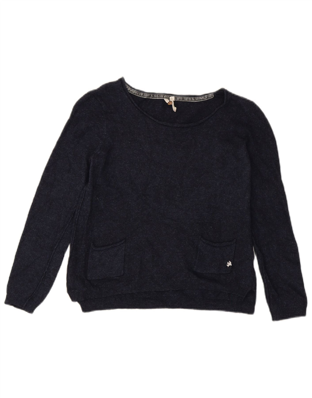 White Stuff Pulover crop pentru femei cu gât de barcă UK 12 Medium Bleumarin