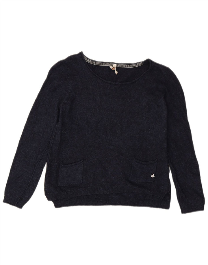 White Stuff Pulover crop pentru femei cu gât de barcă UK 12 Medium Bleumarin