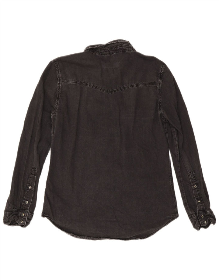 Cămașă de blugi Topshop pentru femei UK 12, bumbac mediu negru