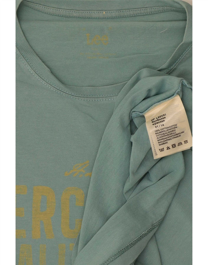 Tricou grafic pentru bărbați Lee Top din bumbac turcoaz mediu
