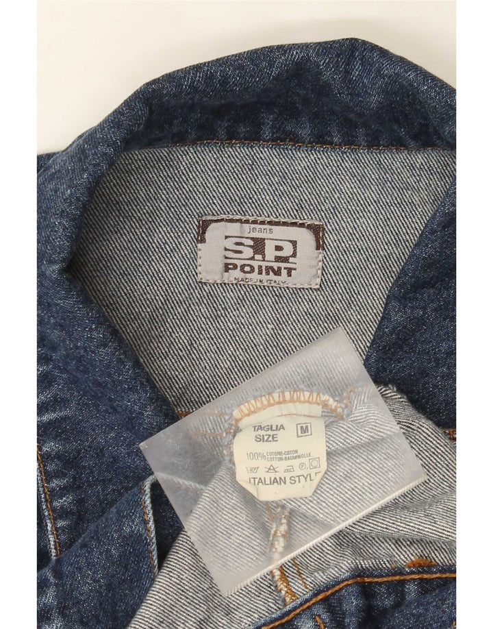 Jachetă de denim crop vintage pentru femei UK 14, bumbac albastru mediu