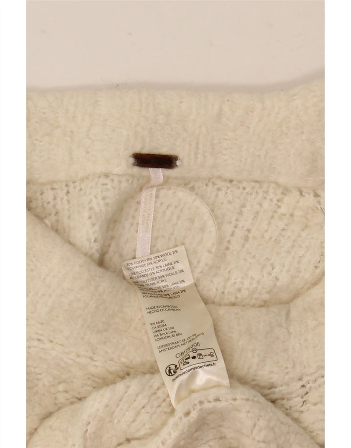 Pulover de damă vintage supradimensionat cu gât de barcă UK 14 Medium White