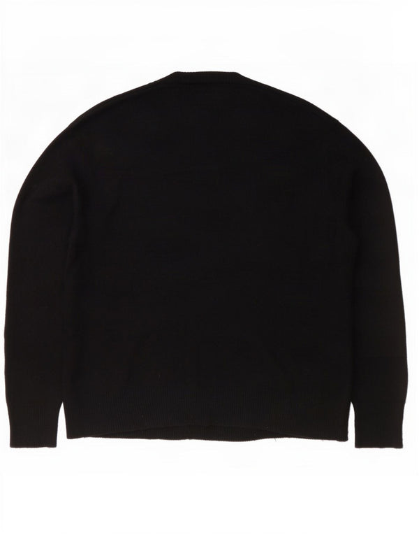All Saints Mens Loose Fit Crew Neck Jumper Sweater Small Black Flecked Wool