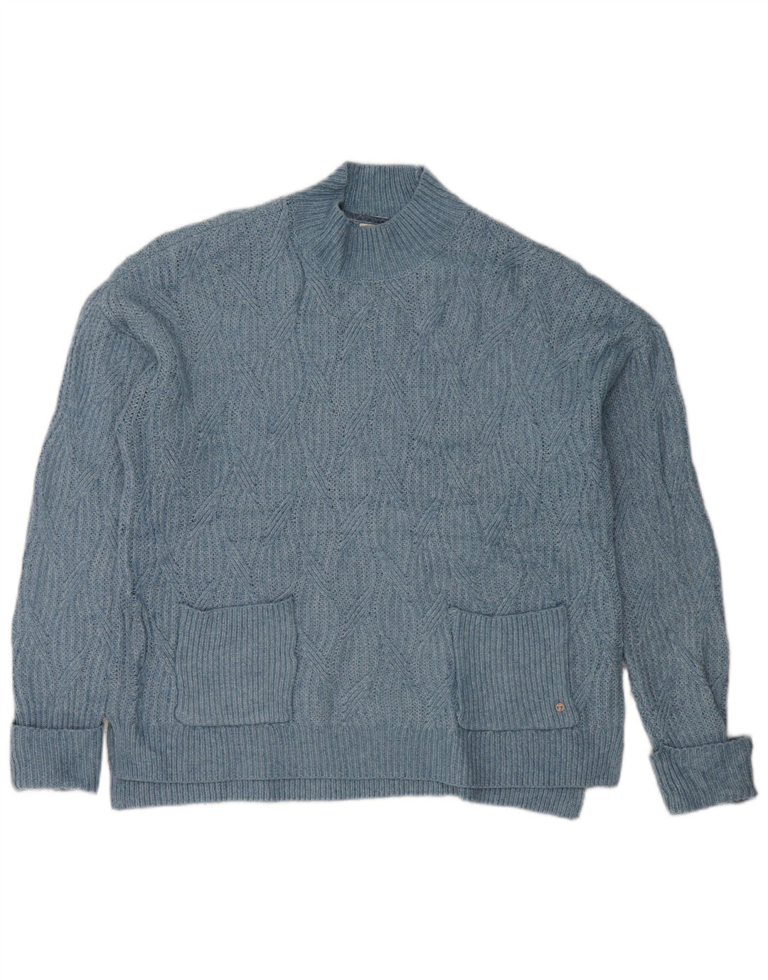 Pulover cu gât țestoasă supradimensionat pentru femei Fat Face UK 10 Small Blue