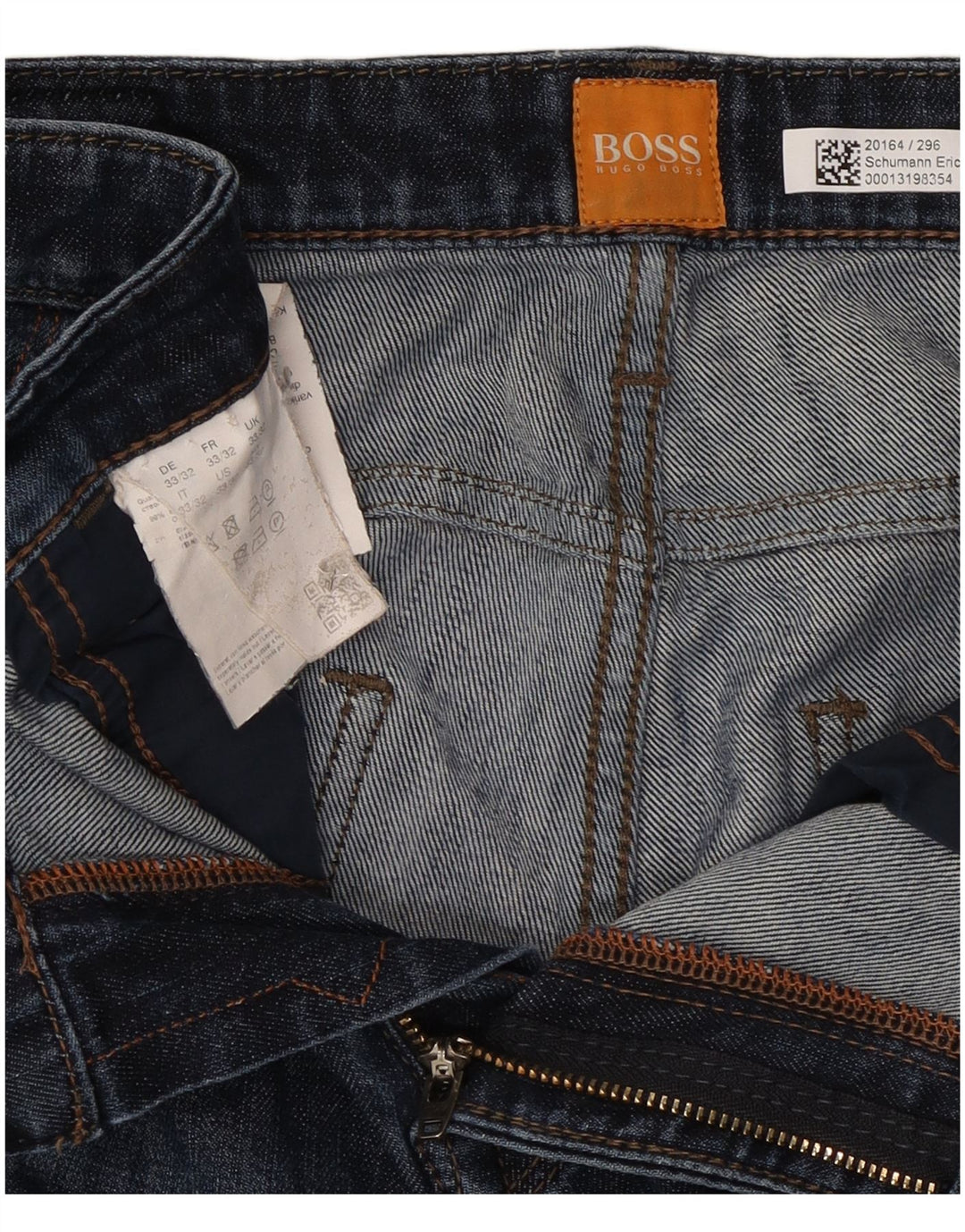 Blugi drepti pentru bărbați Hugo Boss W33 L32 Bumbac bleumarin