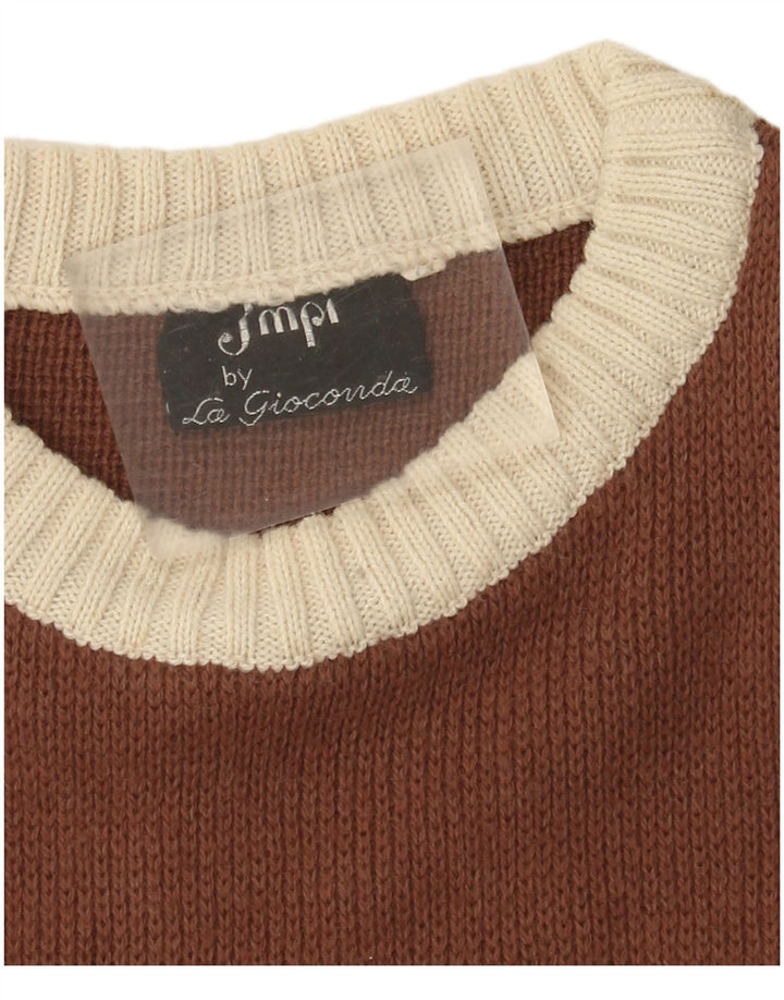 Pulover vintage pentru femei cu gât de barcă UK 12 mediu multicolor