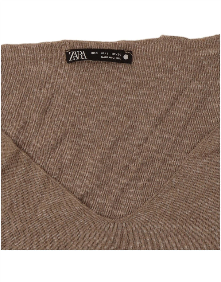 Pulover cu decolteu în V ZARA pentru femei UK 10 Mic gri