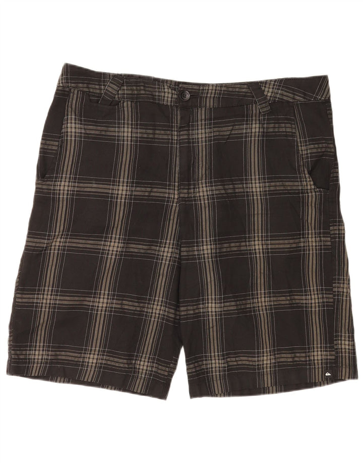 Pantaloni scurți chino pentru bărbați Quiksilver W36 Large, gri din poliester cu carouri