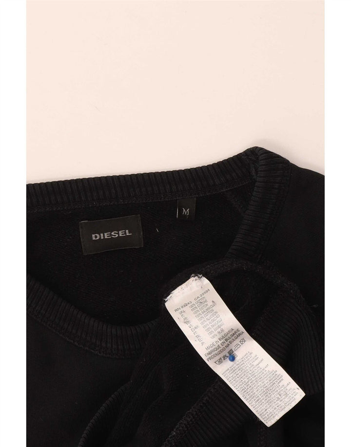 Pulover cu grafic pentru bărbați Diesel, bumbac mediu negru