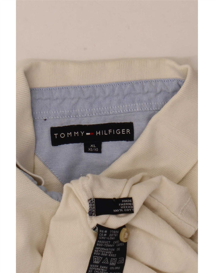 Tricou polo Tommy Hilfiger pentru bărbați, bumbac alb XL