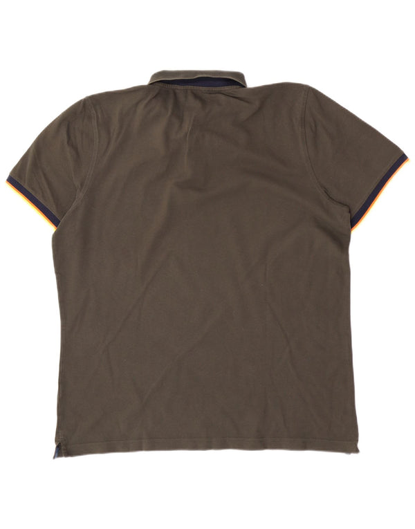 Tricou polo pentru bărbați K-Way XL Kaki Colorblock