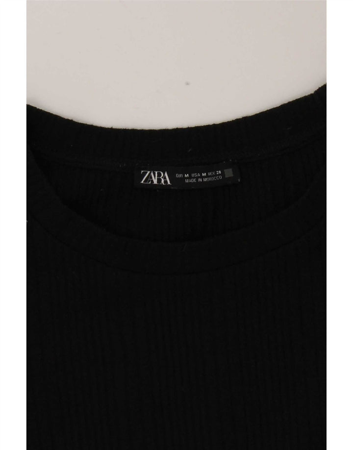 Crop Top pentru femei Zara cu mânecă lungă UK 12 Medium Negru