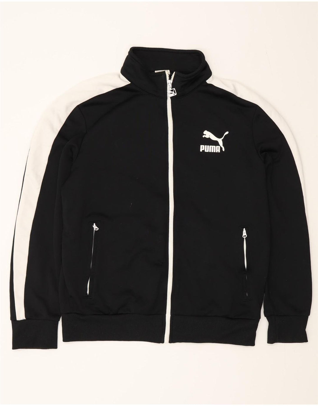 Jachetă de trening Puma pentru bărbați, poliester color bloc negru mediu