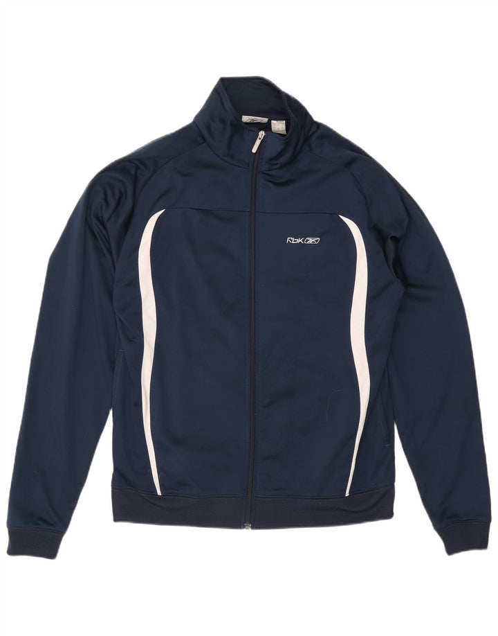 Jachetă de trening pentru bărbați Reebok, din poliester color bloc, albastru bleumarin mediu