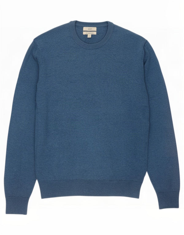 Marks & Spencer Mens Crew Neck Jumper Sweater XL Blue Cotton