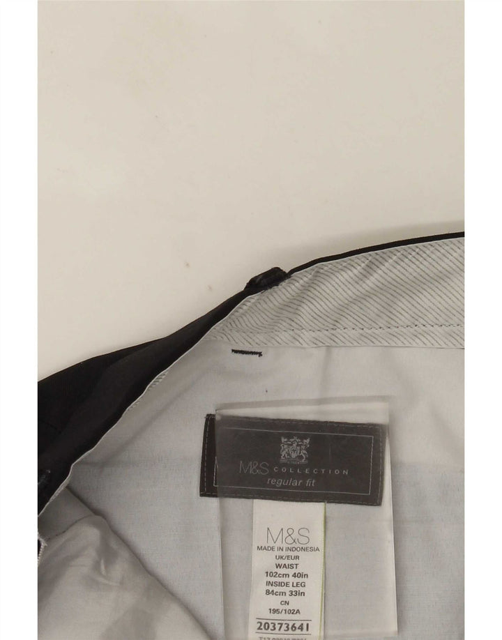 Marks & Spencer Pantaloni de costum pentru bărbați, drepti, cu croiala normală, L40 L33, bleumarin