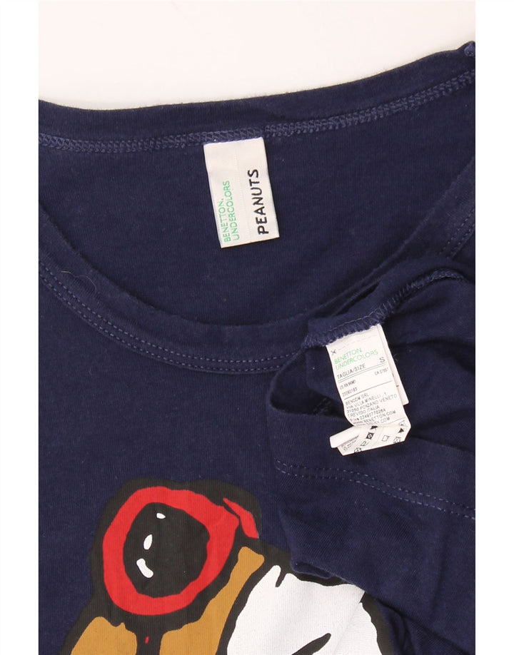 Tricou grafic BENETTON Peanuts pentru femei Top UK 10 mic Bumbac bleumarin