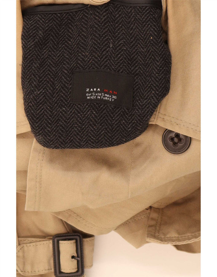 Trench pentru bărbați Zara UK 36 Mic Bej Poliester