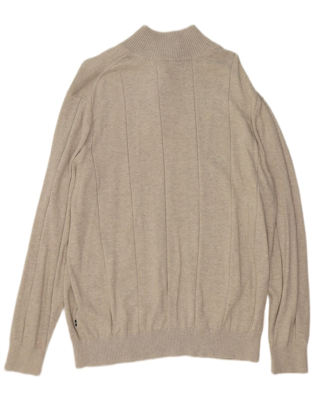 NAUTICA Mens Button Neck Jumper Sweater Large Grey Cotton