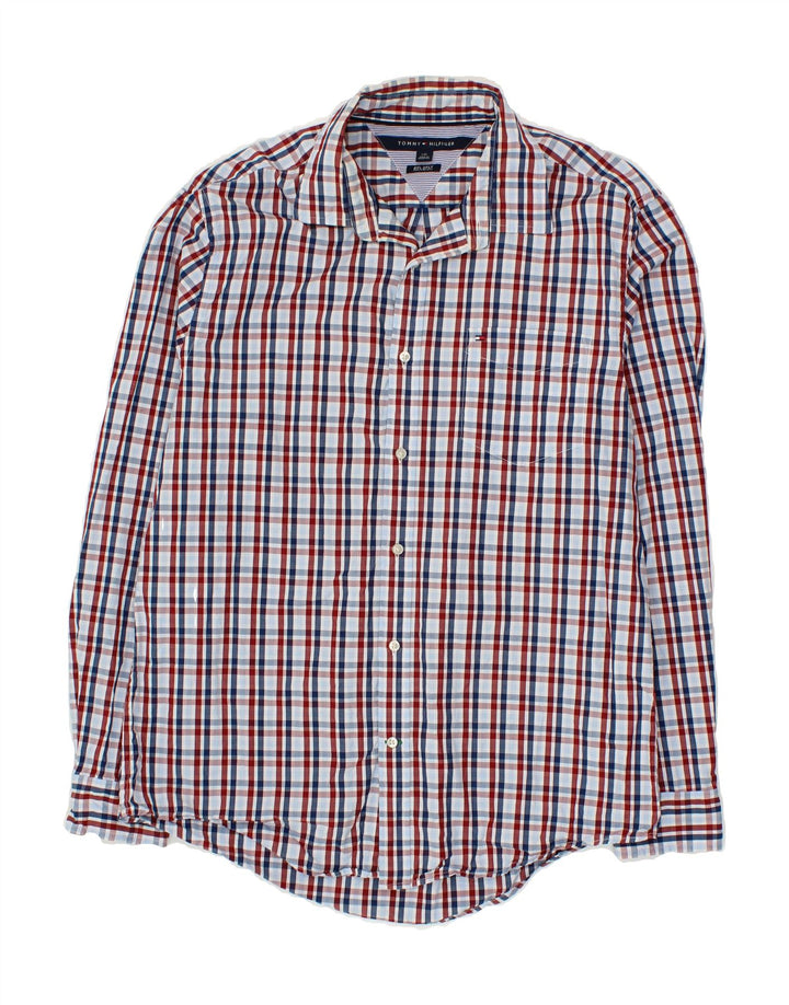 TOMMY HILFIGER Mens Shirt Large Blue Check Cotton Vintage Tommy Hilfiger and Second-Hand Tommy Hilfiger from Messina Hembry 
