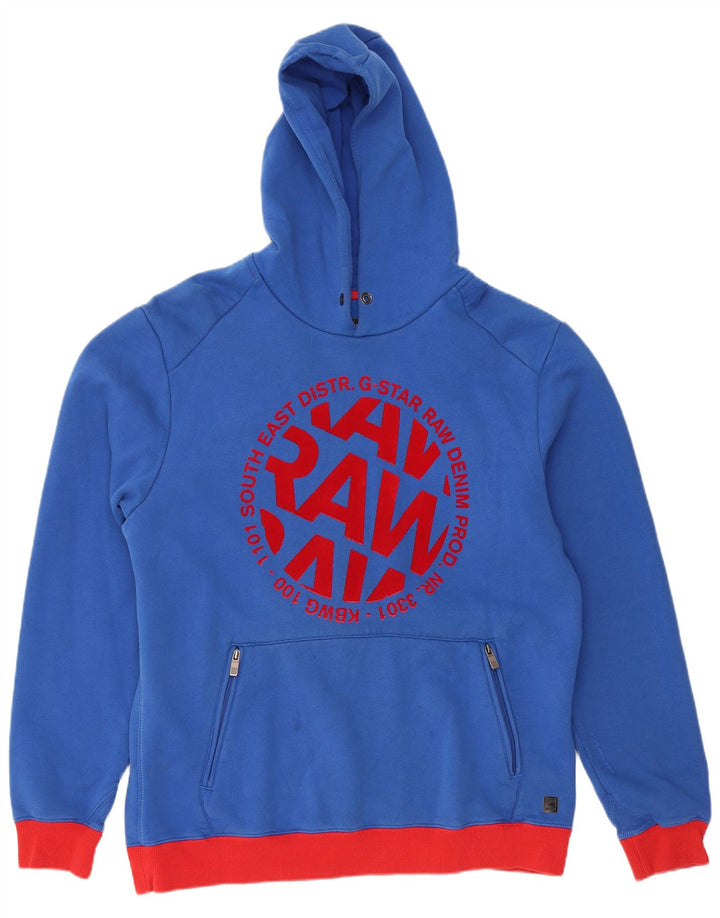 G-STAR Pulover grafic pentru bărbați, 2XL, bumbac color-bloch, albastru