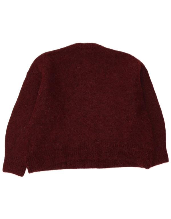 Pulover pentru damă Marks & Spencer cu gât roșu și lână burgundy mare UK 16