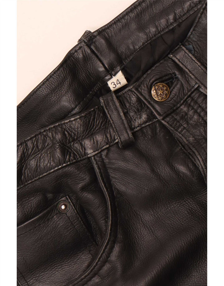 Pantaloni drepți din piele vintage pentru bărbați W34 L31 negri