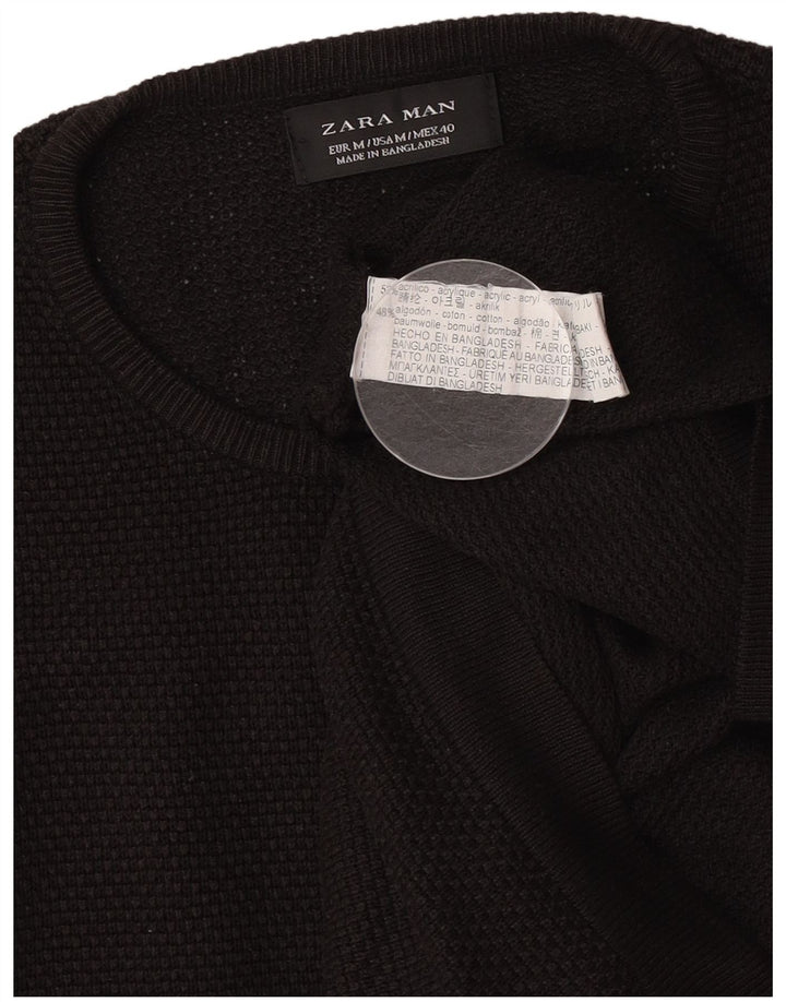Pulover pentru bărbați Zara, cu decolteu, mediu, negru, acrilic