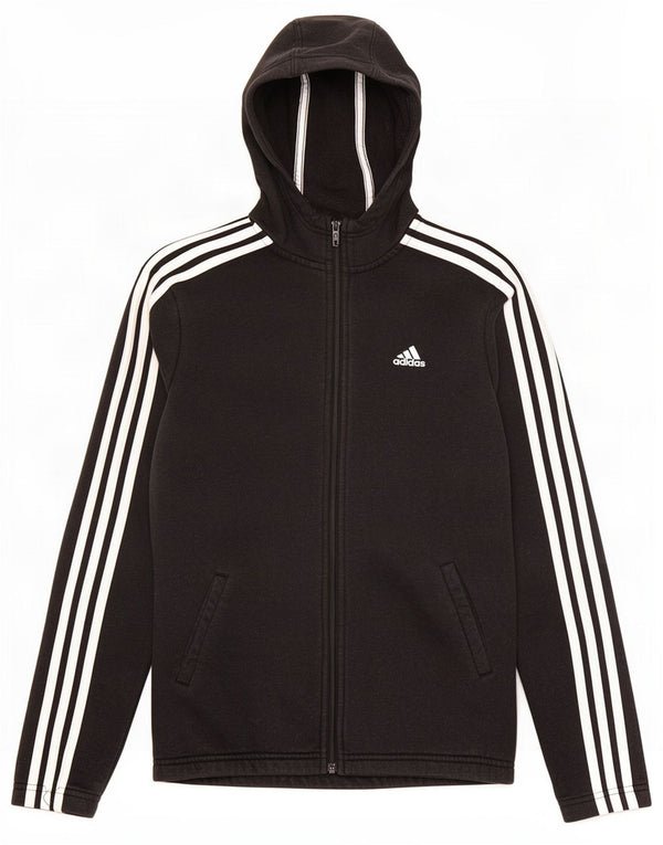 Pulover Adidas pentru băieți, cu fermoar, 13-14 ani, bumbac negru