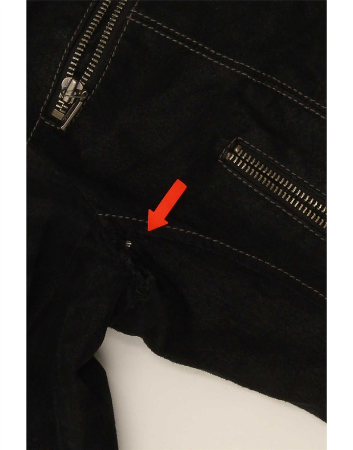 Jachetă vintage de piele intoarsa pentru femei UK 10 Mica, neagra