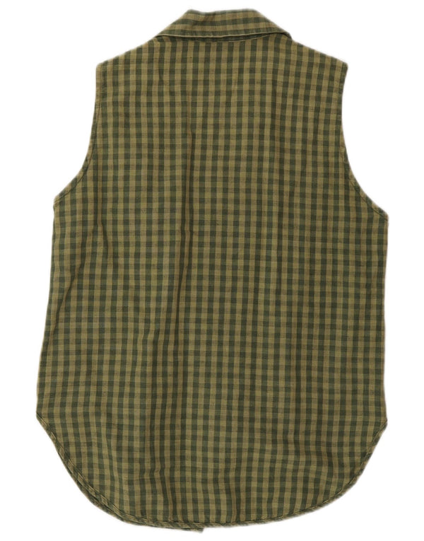 Bluză cămașă fără mâneci pentru femei Timberland US 6 Medium Khaki Gingham Linen