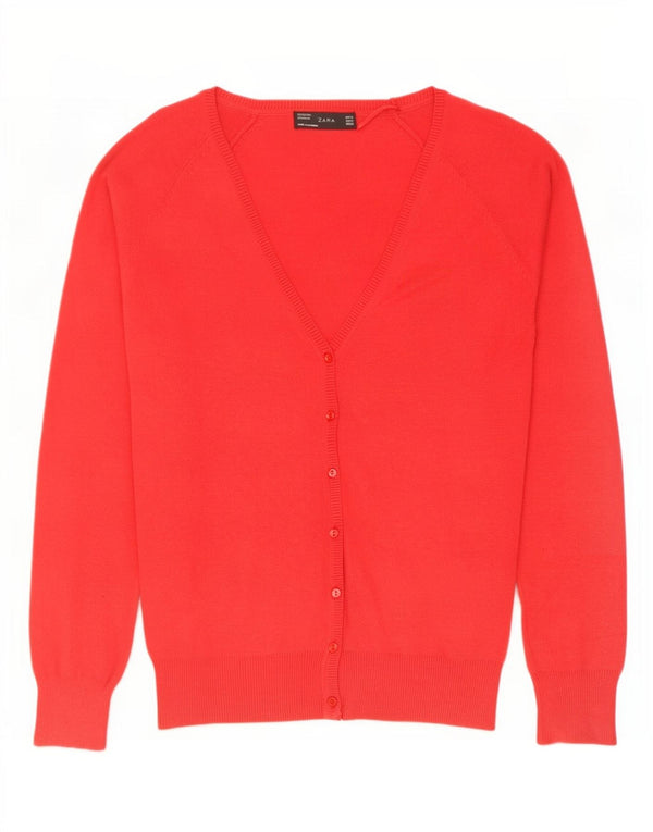 Pulover cardigan pentru femei Zara UK 12, bumbac roșu mediu