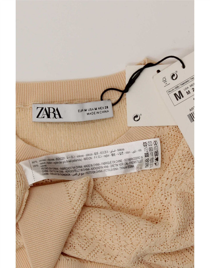 Top femeie Zara cu mânecă lungă UK 12 Medium Bej Viscoză