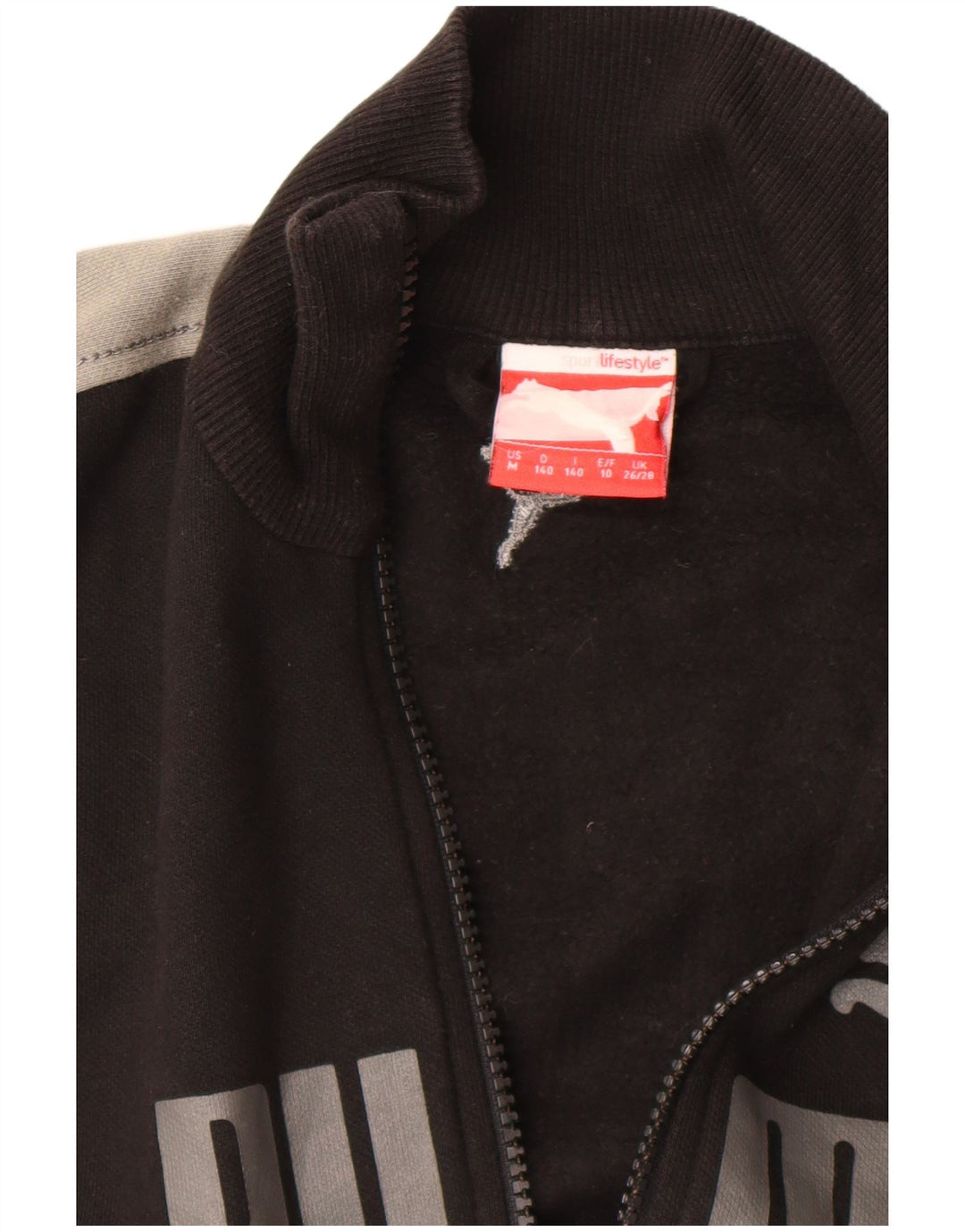 Jachetă de trening cu grafică Puma pentru băieți 9-10 ani, negru, color block