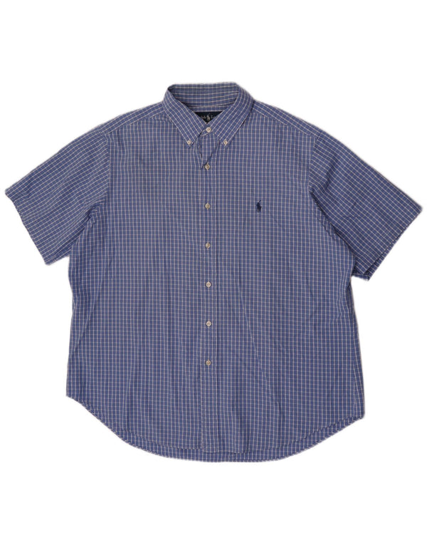 Cămașă cu mânecă scurtă pentru bărbați Ralph Lauren, cu croiala clasică, XL, albastru