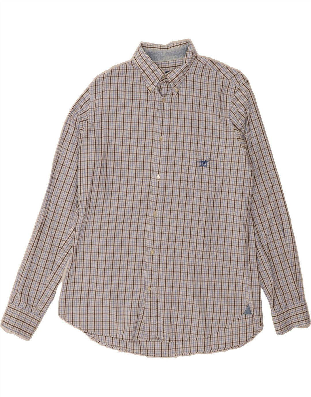 HENRY COTTONS Mens Shirt Size 42 Large Blue Check Cotton Vintage Henry Cottons and Second-Hand Henry Cottons from Messina Hembry 