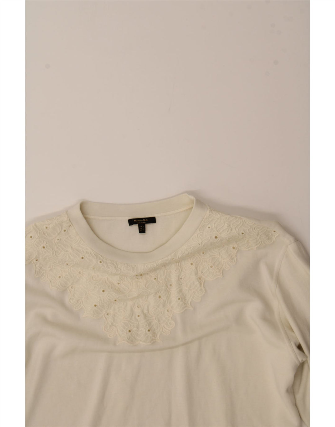 MASSIMO DUTTI Womens Top Long Sleeve UK 16 Large Off White Floral Vintage Massimo Dutti and Second-Hand Massimo Dutti from Messina Hembry 